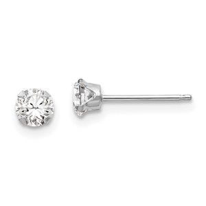 14k White Gold Madi K 4mm CZ Post Earrings